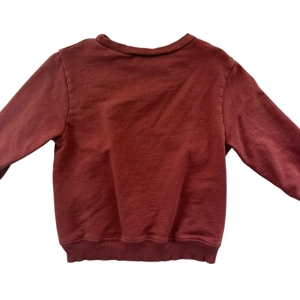 June & Grey Christmas Tree Farm Pullover Crew Sweatshirt Size 2
